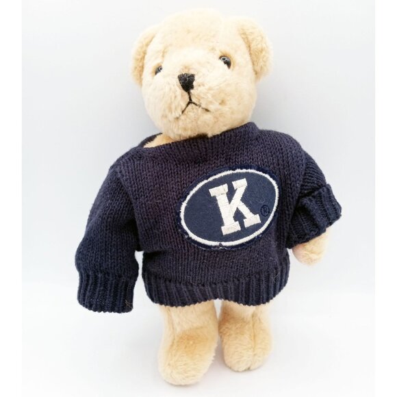 Bendy Muffy Bear Navy Blue K Sweater Vintage 2001 Stuffed Animal 7 Inch 5738A - Picture 1 of 12
